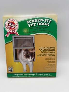 Ideal Pet Products Screen-Fit Pet Door for Cats Up To 20 lbs Grey Flap Size 9.75